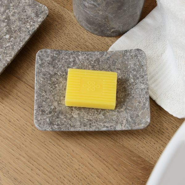 wohnfreuden Marmor Seifenschale Zen ohne Loch grau 12x9x2 cm Bad Gäste WC