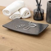 WOHNFREUDEN Naturstein Marmor Ablage Seifen-schale ZEN grau 18x12x2 cm