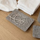 WOHNFREUDEN Naturstein Marmor Handtuch-Platte Seifen-schale ZEN grau 18x12x2 cm