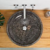 wohnfreuden Marmor Waschbecken LEMPER 50 cm grau rund