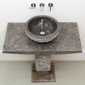 wohnfreuden Marmor Standwaschbecken grau T-Modell