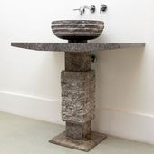wohnfreuden Marmor Standwaschbecken grau T-Modell