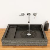 wohnfreuden Marmor - Waschbecken MO 14 gehämmert 60 cm anthrazit