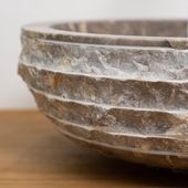 wohnfreuden Marmor Waschbecken BASCOM ROWFISH 40 cm grau rund