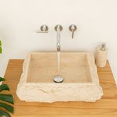 wohnfreuden Marmor - Waschbecken KOTAK 50 cm creme