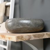 wohnfreuden Naturstein Waschbecken ca. 40 cm aussen poliert mit Naturkante