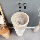 wohnfreuden Marmor Waschtischsäule Pedestal grau 45 cm