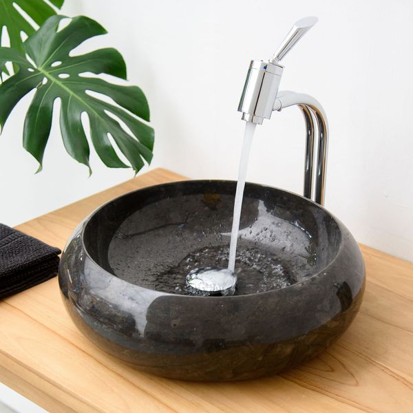 wohnfreuden Stein-Waschbecken schwarz Marmor