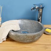 Natur-Fluss-Stein-Waschbecken 35 cm poliert oval kaufen 1