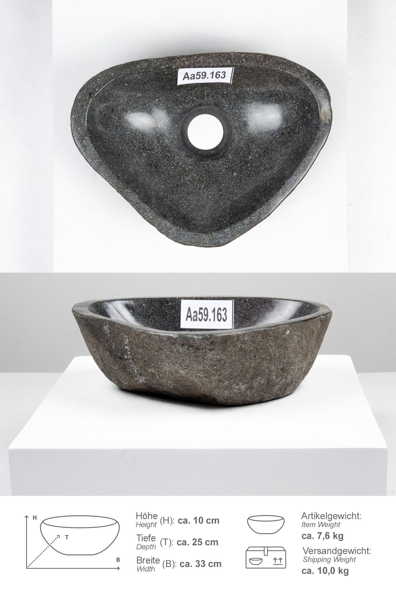 Naturstein Waschbecken 30 cm Aa59.163