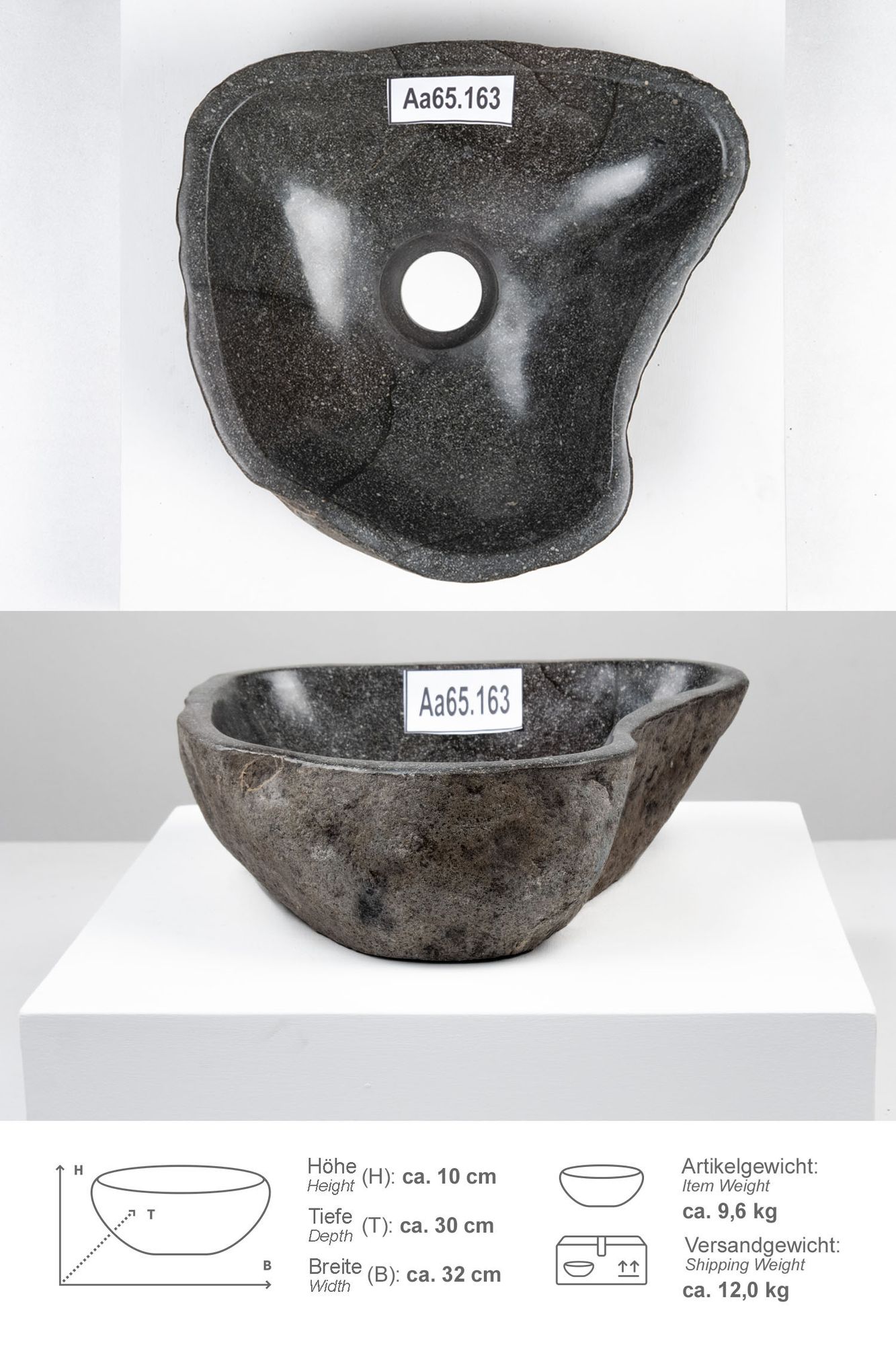 Naturstein Waschbecken 30 cm Aa65.163