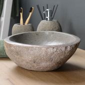 30 cm Naturstein-Waschbecken oval rund günstig kaufen 1