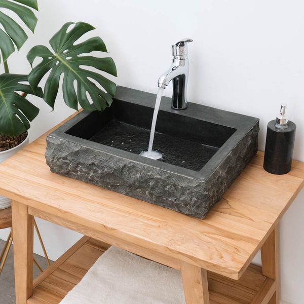 wohnfreuden Andesit Steinwaschbecken 50 cm