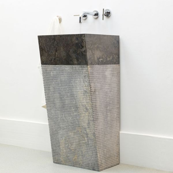 wohnfreuden Marmor Waschtisch Säule MO 018 40 cm schwarz
