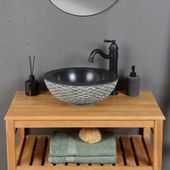wohnfreuden Marmor Waschbecken 40 cm schwarz rund