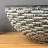 wohnfreuden Marmor Waschbecken 40 cm schwarz rund