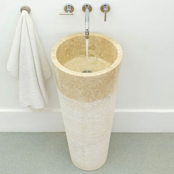 wohnfreuden Marmor Standwaschbecken creme 40x90 cm