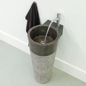 wohnfreuden Marmor Standwaschbecken PEDESTAL 90 cm schwarz