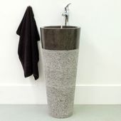 wohnfreuden Marmor Standwaschbecken PEDESTAL 90 cm schwarz