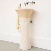 wohnfreuden Marmor Waschtisch Säule TULIP 45 cm creme