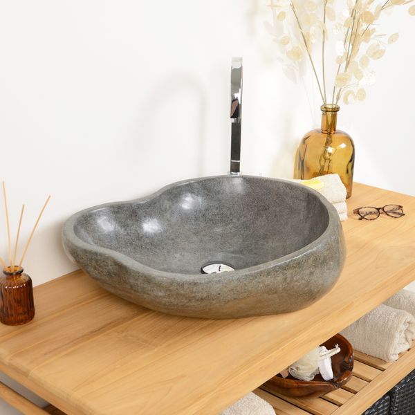 Naturstein Waschbecken 50 cm rundum poliert