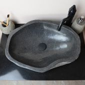 wohnfreuden Naturstein-Waschbecken ca. 60 cm natur Steinwaschbecken