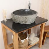 wohnfreuden Naturstein Waschbecken 50 cm