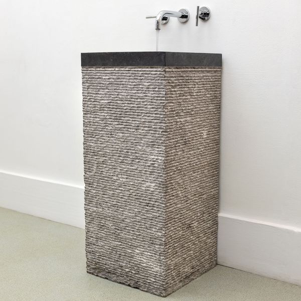 wohnfreuden Marmor Waschtisch Säule KOTAK 40 cm schwarz