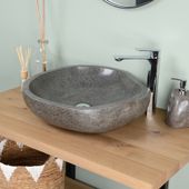 wohnfreuden Naturstein Waschbecken 60 cm rundum poliert
