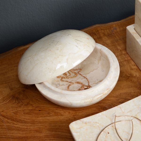wohnfreuden Marmor Dose creme rund 12 cm
