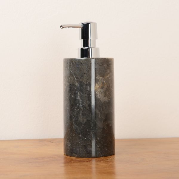 WOHNFREUDEN Marmor Seifenspender dunkelgrau 15 cm Seife Bad WC Accessoire Natur