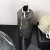 WOHNFREUDEN Marmor Seifenspender dunkelgrau 15 cm Seife Bad WC Accessoire Natur