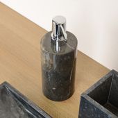 WOHNFREUDEN Marmor Seifenspender dunkelgrau 15 cm Seife Bad WC Accessoire Natur