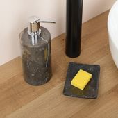 WOHNFREUDEN Marmor Seifenspender dunkelgrau 15 cm Seife Bad WC Accessoire Natur