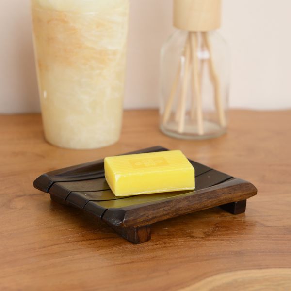 wohnfreuden Holz Seifen-Schale quadratisch 10 cm natur braun Aufbewahrung