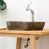 Natur-Stein-Waschbecken 40 cm grau kaufen 5