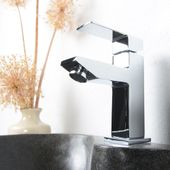 Bad Wasserhahn mit Zugstange und Ventil für Waschbecken Armatur 16 cm Mischbatterie Einhebel-Mischer Wohnfreuden