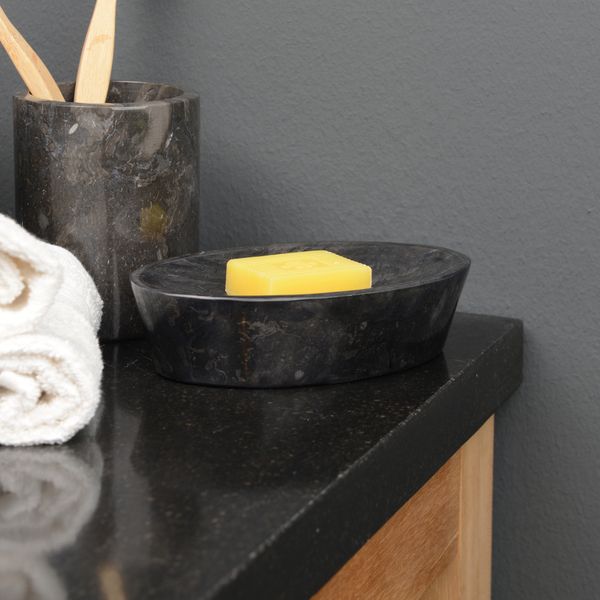 wohnfreuden Marmor Schale oval schwarz