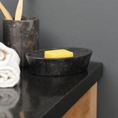 wohnfreuden Marmor Schale oval schwarz