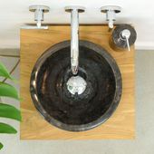 wohnfreuden Marmor Waschbecken TOWER 30 cm schwarz rund