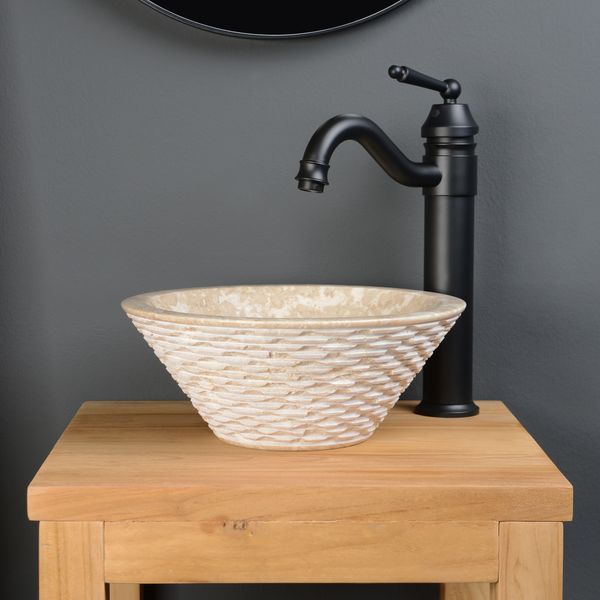 wohnfreuden Marmor Waschbecken TOWER 30 cm creme