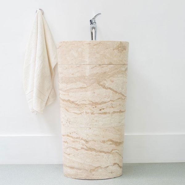 wohnfreuden Marmor-Waschtischsäule creme 90 cm oval creme