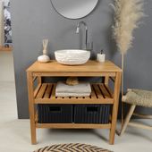 wohnfreuden Marmor Waschbecken BASCOM ROWFISH mini gehämmert creme 33 cm