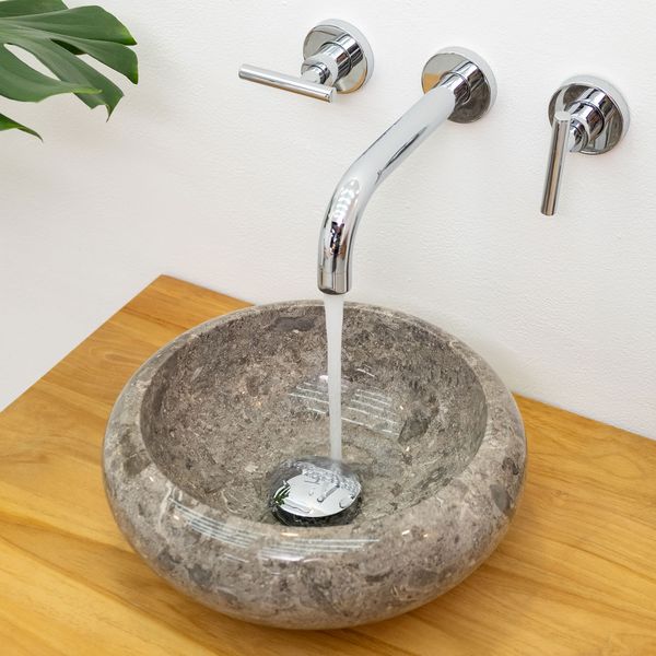 wohnfreuden Marmor Waschbecken 30cm Asbak mini poliert grau