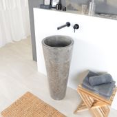 wohnfreuden Marmor Standwaschbecken CN PEDESTAL 90 cm grau poliert