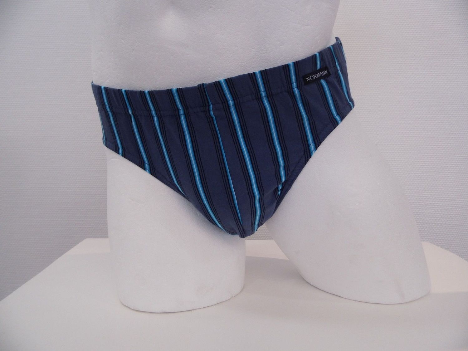 NORMANN Herren Rio-Slip schwarz/blau & grau/blau gestreift