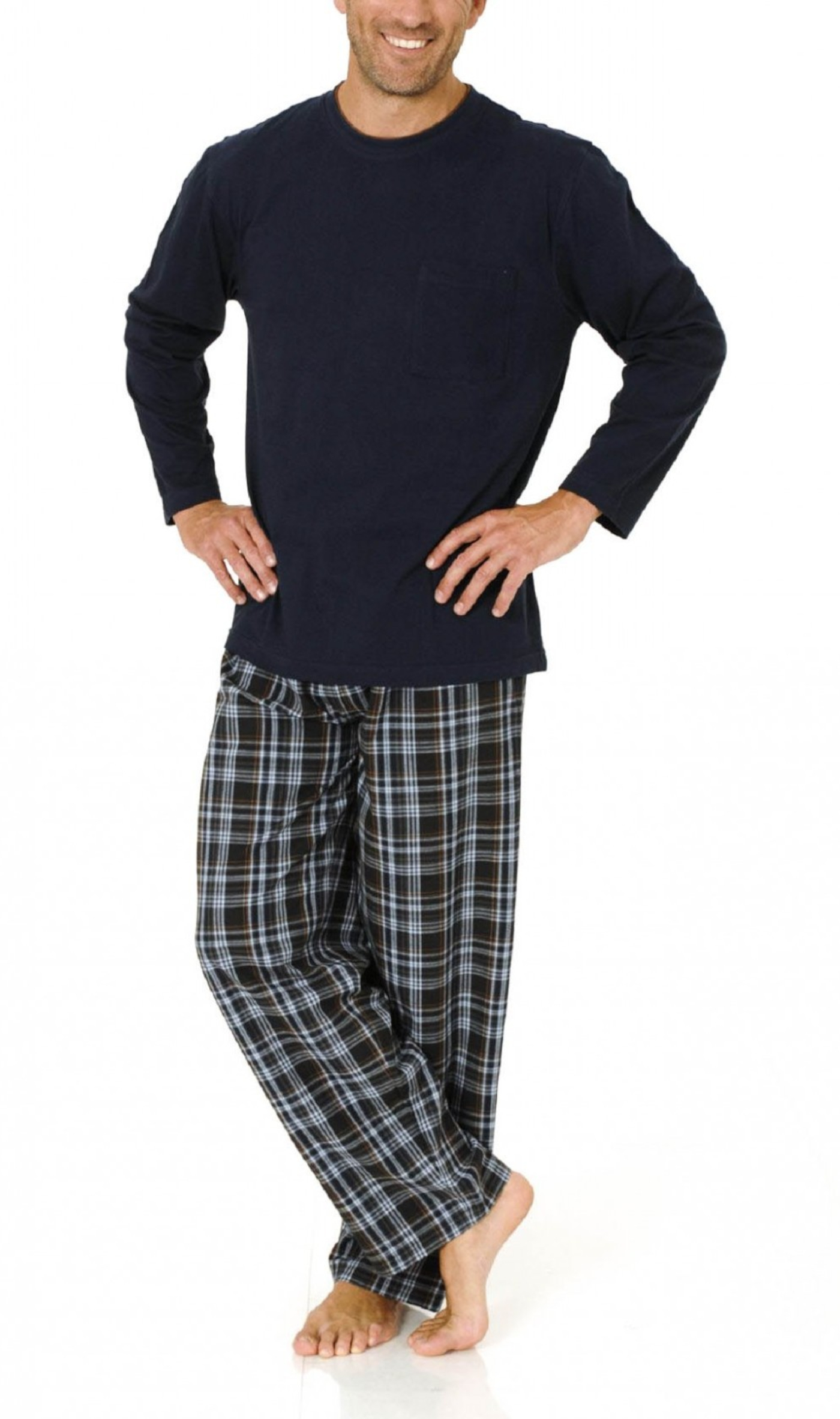 Herren Pyjama Mix& Match Schlafanzug, Hose gewebt, Oberteil Wirkware, 101 90 625 Herren Pyjama Mix& Match Schlafanzug, Hose gewebt, Oberteil Wirkware, 101 90 625