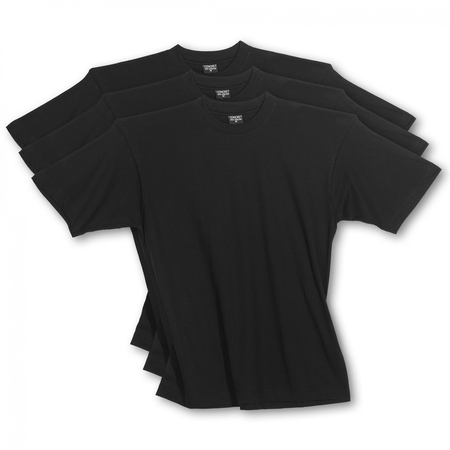Herren T-Shirts 3erpack schwarz, Rundhals, (auch in Übergrössen erhältlich) 1303 Herren T-Shirts 3erpack schwarz, Rundhals, (auch in Übergrössen erhältlich) 1303