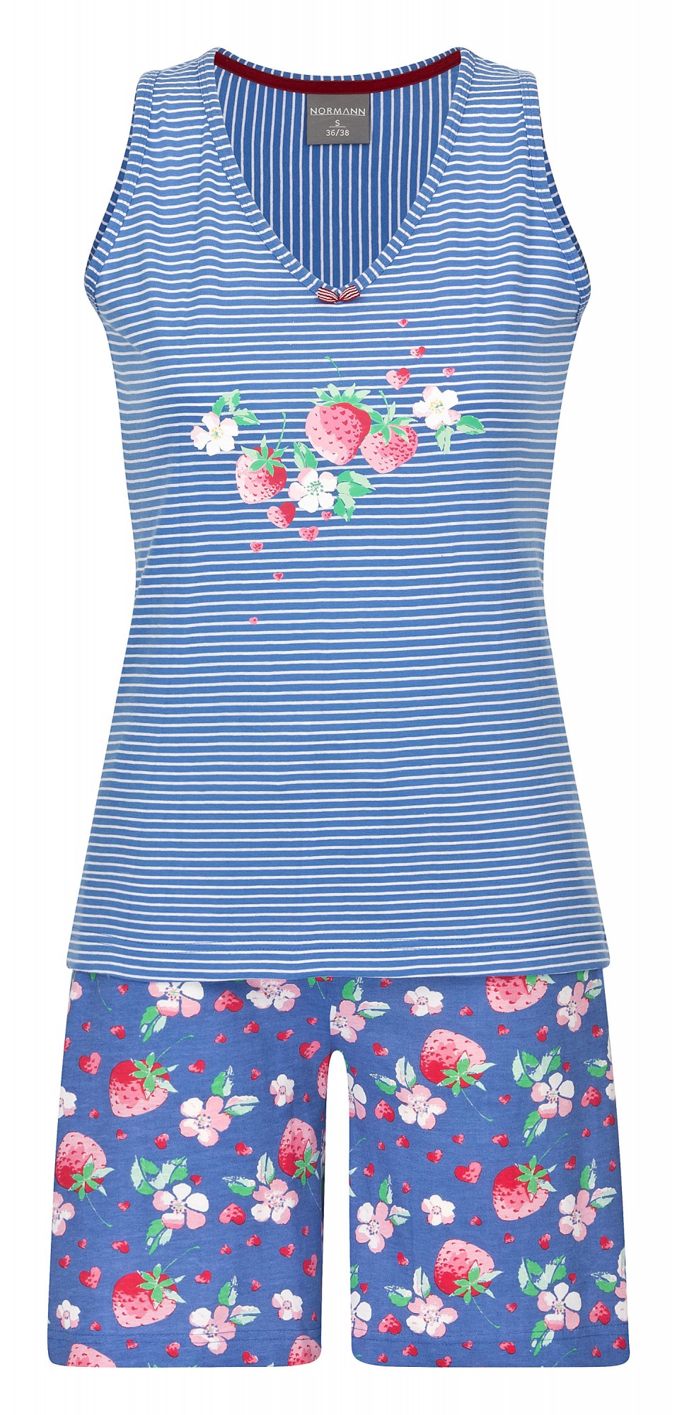 Damen Shorty Pyjama mit Achsel Top - auch in Grösse 32/34 und Übergrösse bis 60/62 