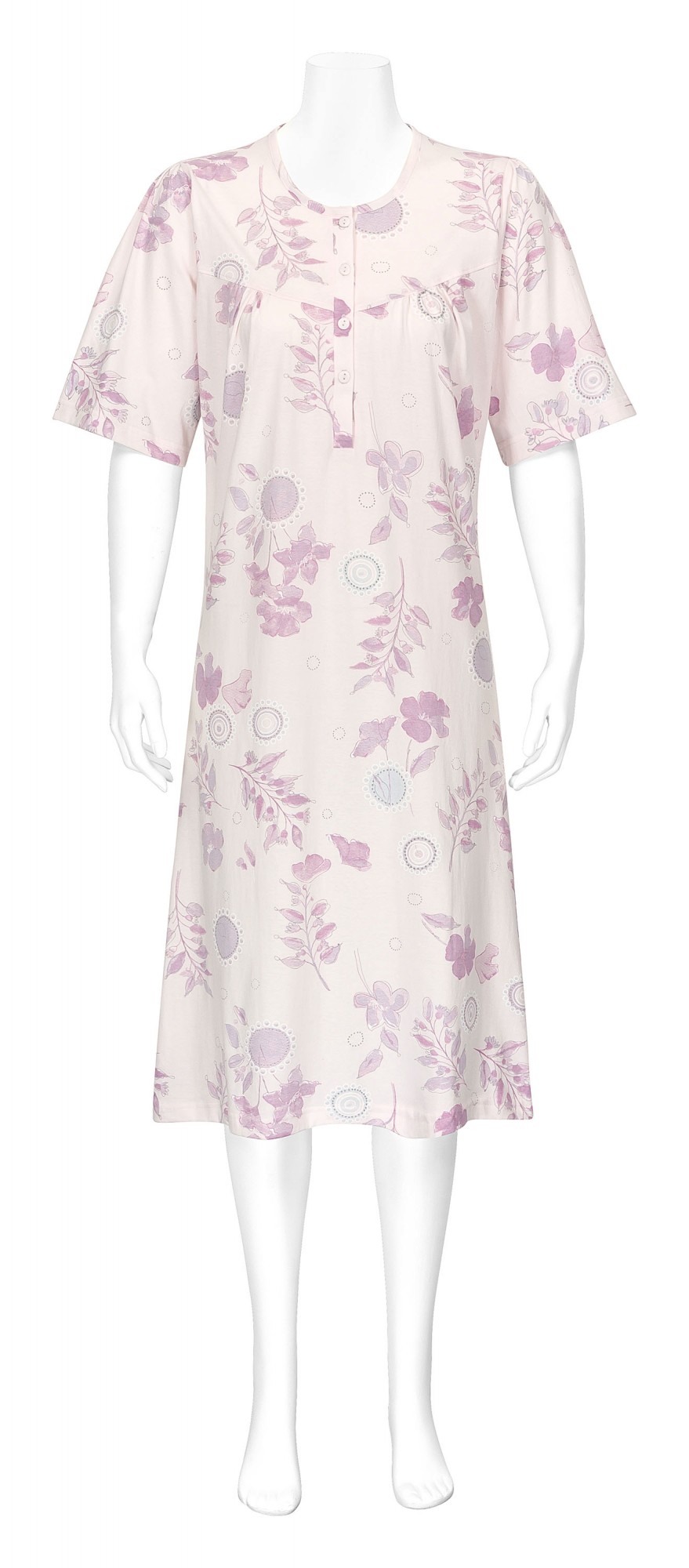Damen Nachthemd mit Knopfleiste Sleepshirt klassisch kurzarm – 161 210 90 907